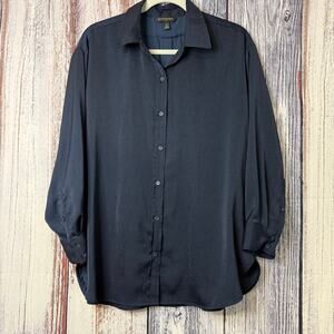 Banana Republic Women's Blue Medium Petite Button Up Long Sleeve Blouse